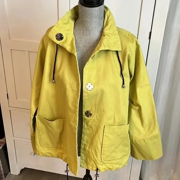 MARLA WYNNE NWOT Pear Green Twill Tent Jacket, Size S - Picture 5 of 11